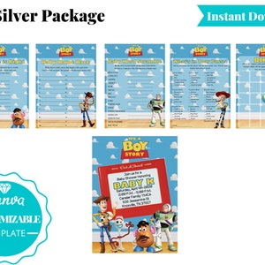 It's a Boy Story Baby Shower Invitation | It's a Boy Story Baby Shower Game Set | Toy Story Baby Shower Bundle | Silver Package | A101