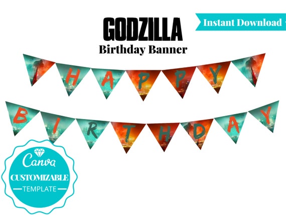 Godzilla Vs. Kong Godzilla Birthday Banner King of - Etsy