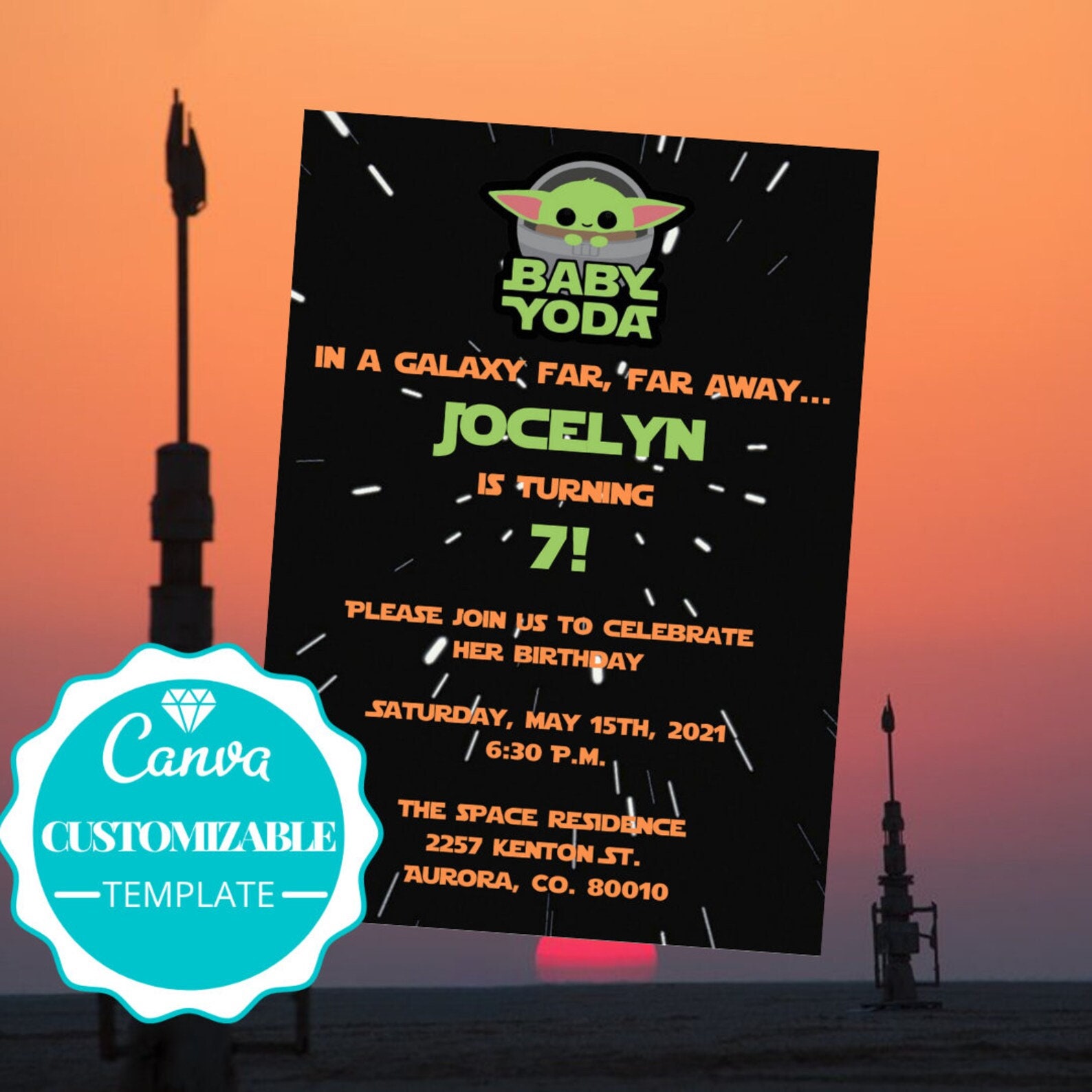 Baby Yoda Birthday Water Bottle Label Personalized Favor | Etsy