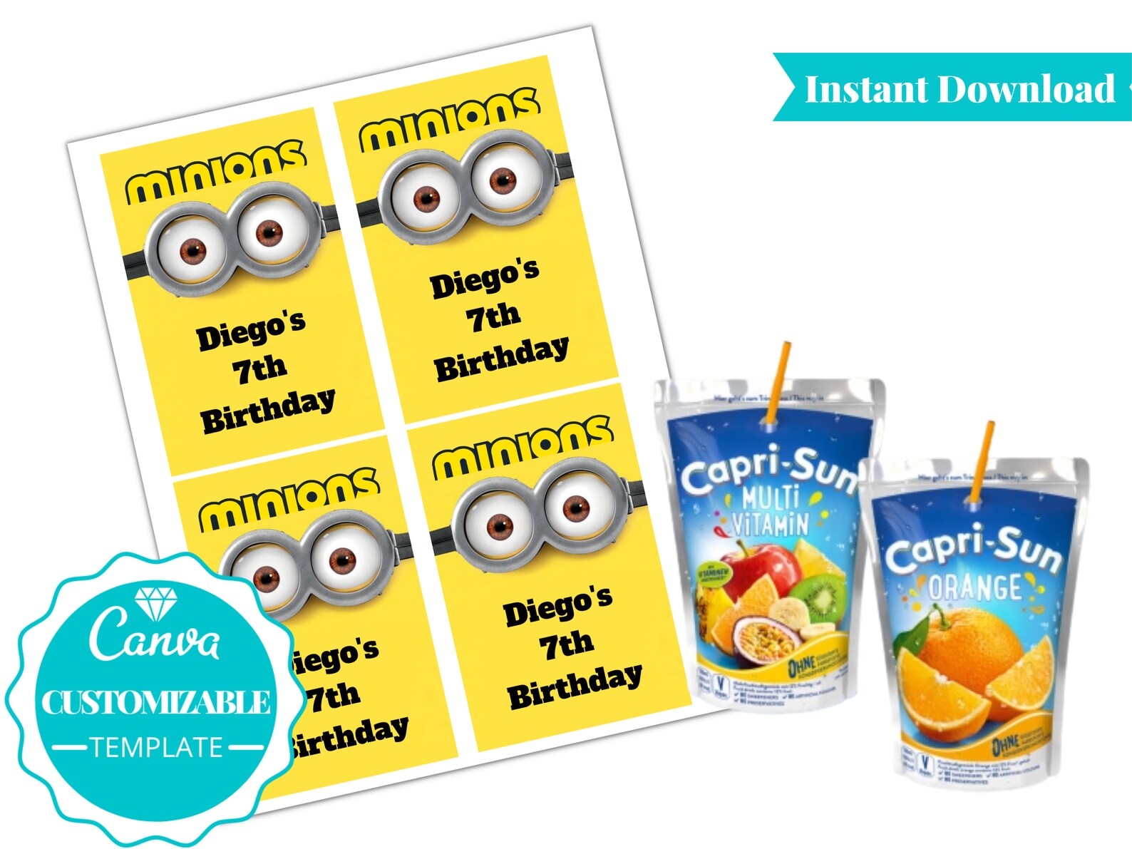 Minion Water Bottle Label Minion Water Bottle Wrapper - Etsy