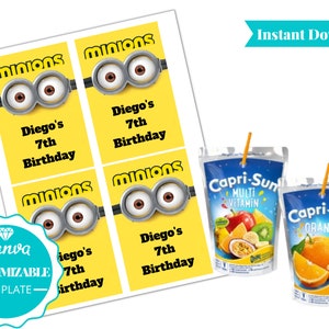 Minion Water Bottle Label | Minion Water Bottle Wrapper | Minion ...