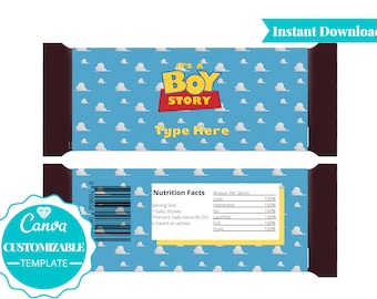 It's a Boy Story Candy Bar Wrapper | Chocolate Bar Label | Hershey Wrapper | Personalized Chocolate Wrapper | Chocolate Bar Wrapper | A101