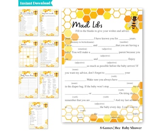 Bee Baby Shower Games Bundle: Printable Party Activities (Digital Download)