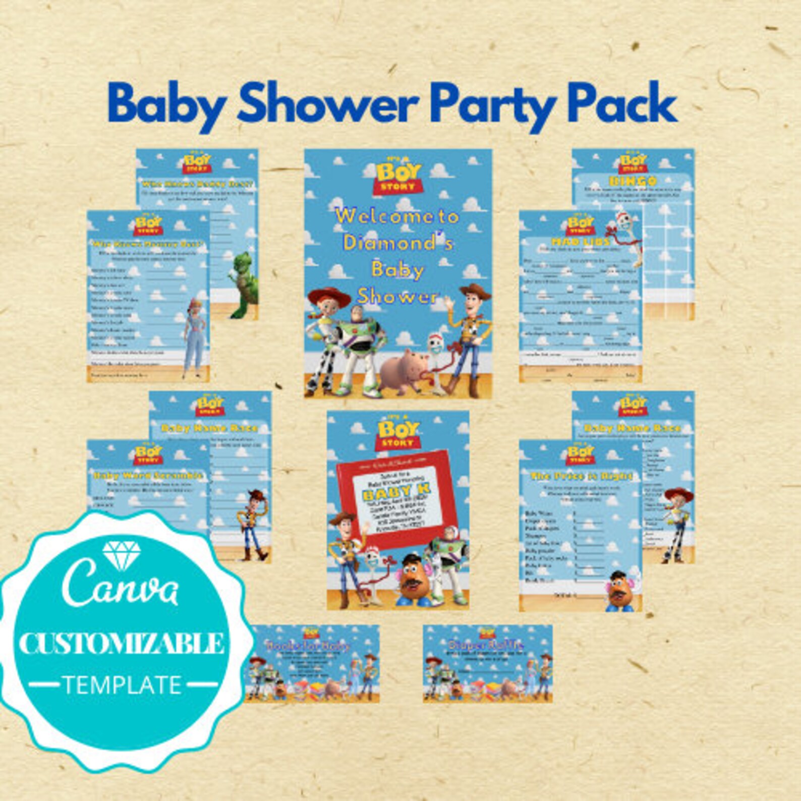 It's a Boy Story Baby Shower Party Pack Invitation Etsy