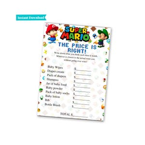 Super Mario Brothers Baby Shower Games | Mario and Luigi Baby Shower Games | Printable Baby Shower Games | Video Game Baby Shower image 2