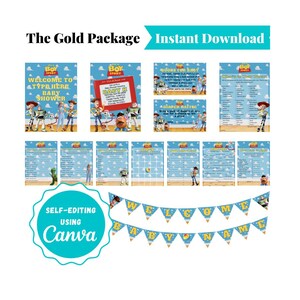 It&#39;s a Boy Story Baby Shower Invitation | It&#39;s a Boy Story Baby Shower Game Set | Toy Story Baby Shower Bundle | Gold Package | A101