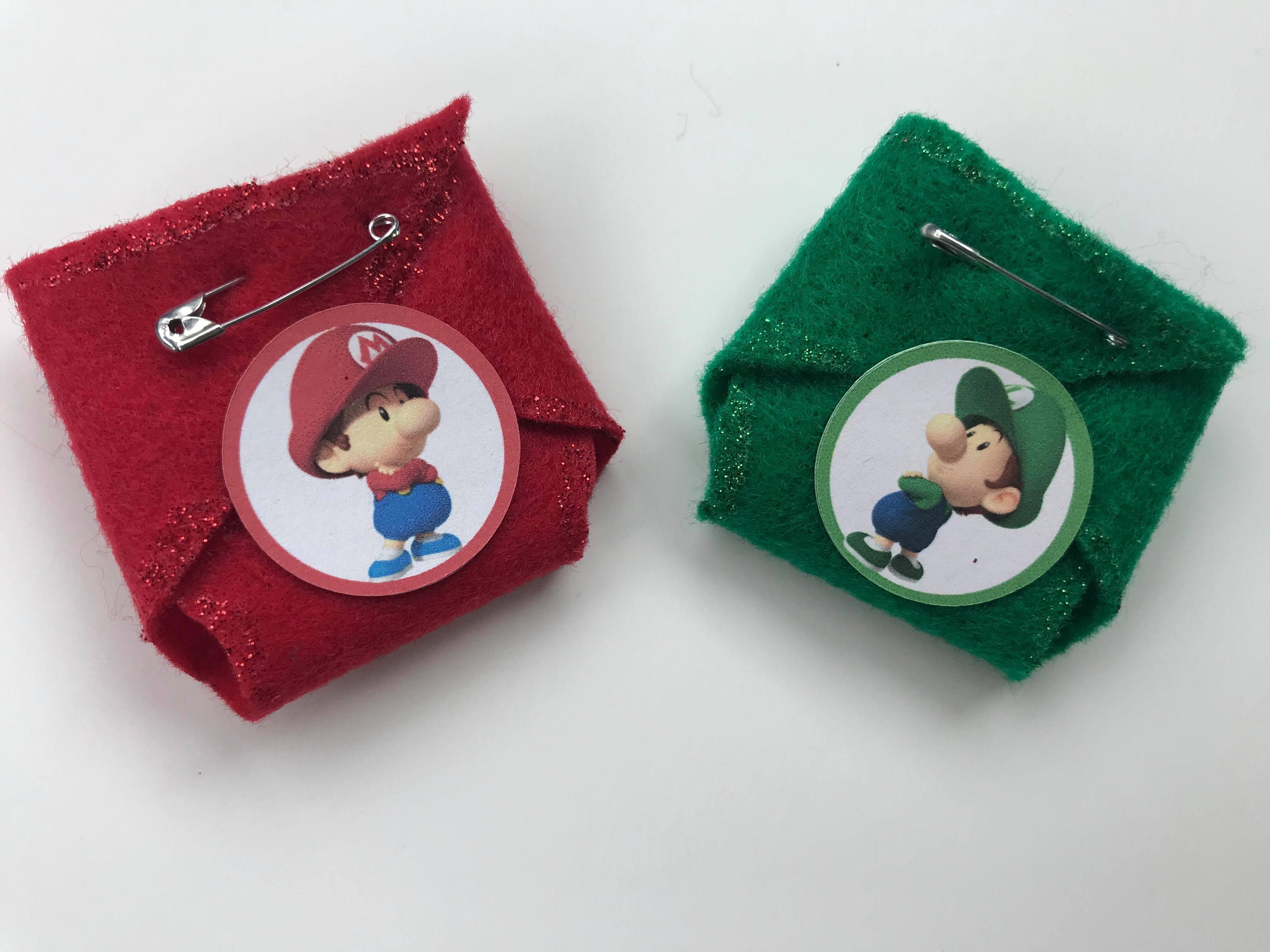 Super Mario Brothers Baby Shower Favor Diaper Pins Luigi Princess Peach Toad Yoshi
