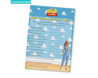 It's a Boy Story | Toy Story Baby Shower Games | Who Knows Mommy Best? | Printable Baby Shower Games | A101