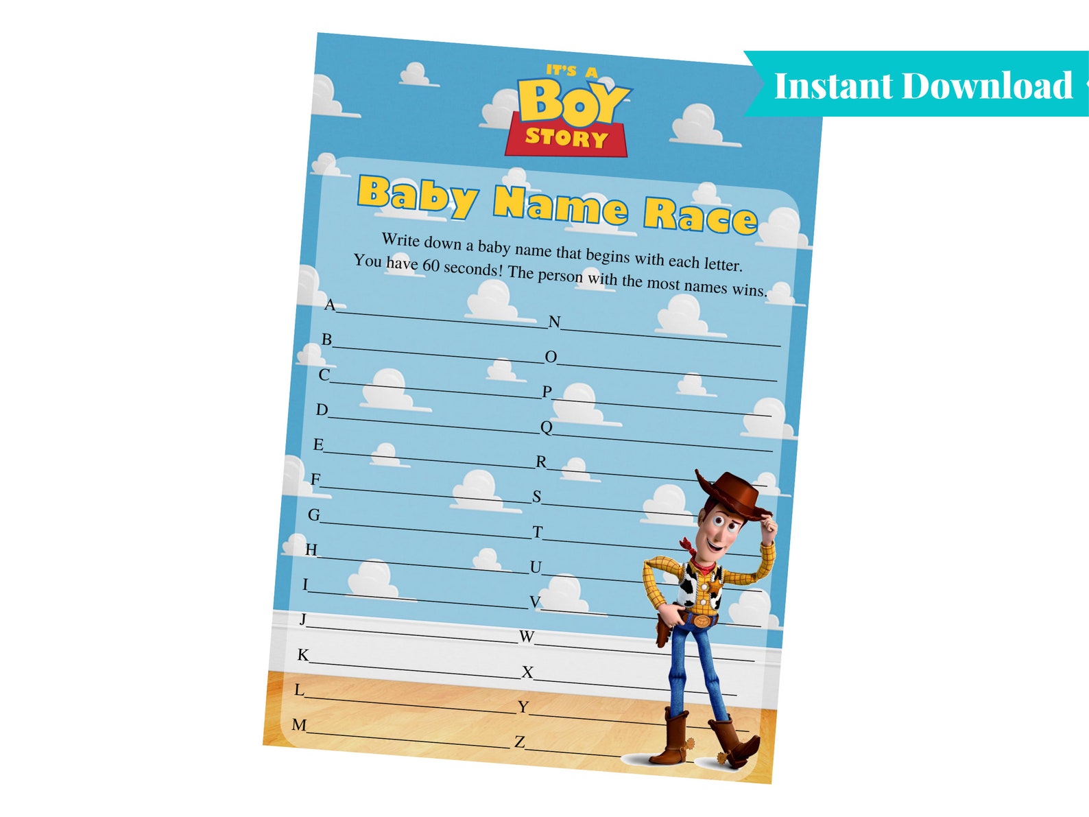 It's a Boy Story Toy Story Baby Shower Games Baby Name Etsy
