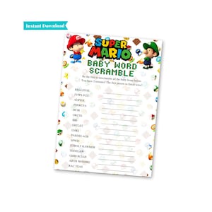 Super Mario Brothers Baby Shower Games | Mario and Luigi Baby Shower Games | Printable Baby Shower Games | Video Game Baby Shower image 5