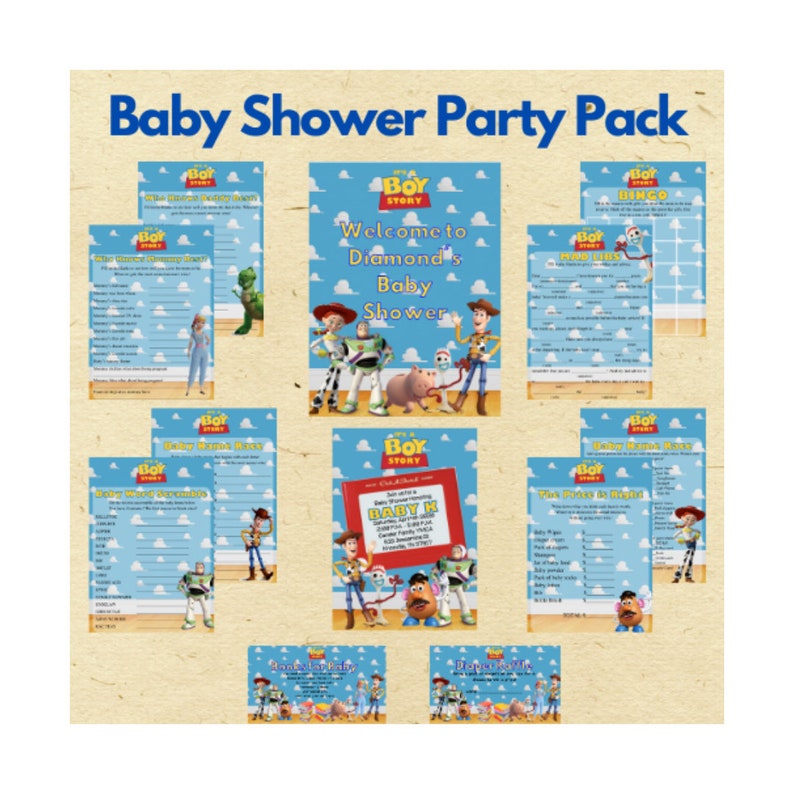 It's a Boy Story Baby Shower Party Pack Invitation Etsy