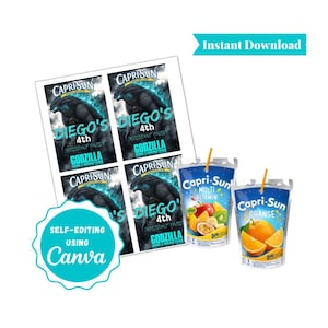 Godzilla King of Monsters | Capri-Sun Label | Personalized Favor | C101