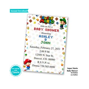 Super Mario Brothers Baby Shower Games | Mario and Luigi Baby Shower Games | Printable Baby Shower Games | Video Game Baby Shower image 11