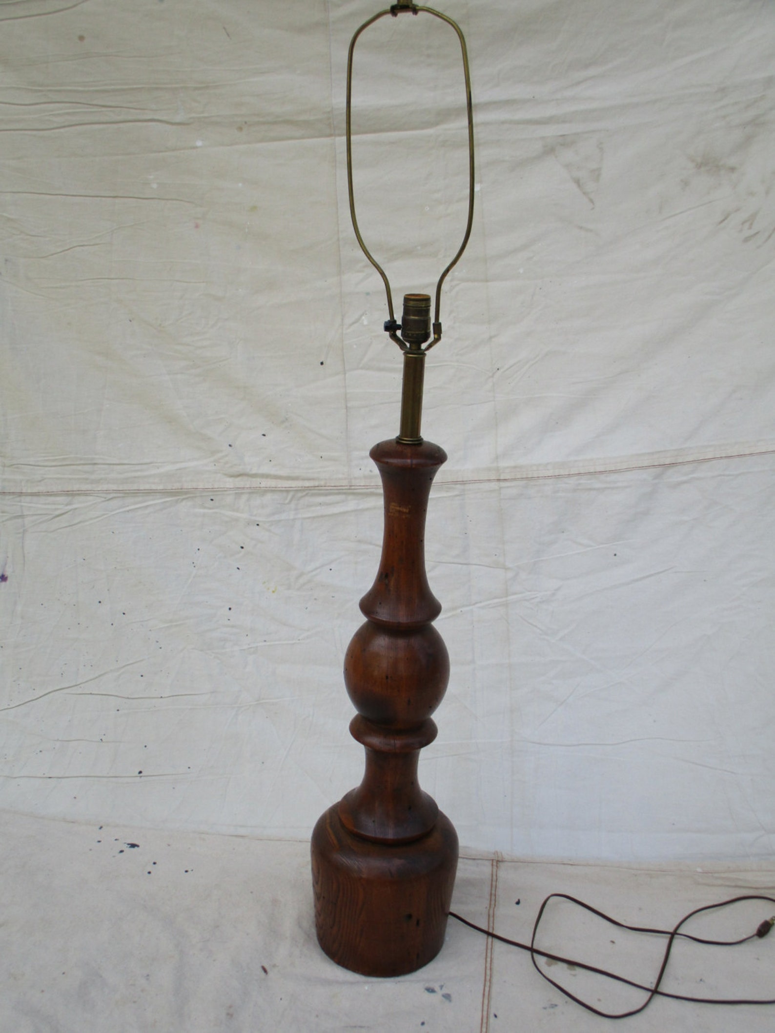 Vintage Wood Spindle Floor Lamp Large Carved Wood Lamp Jumbo Etsy