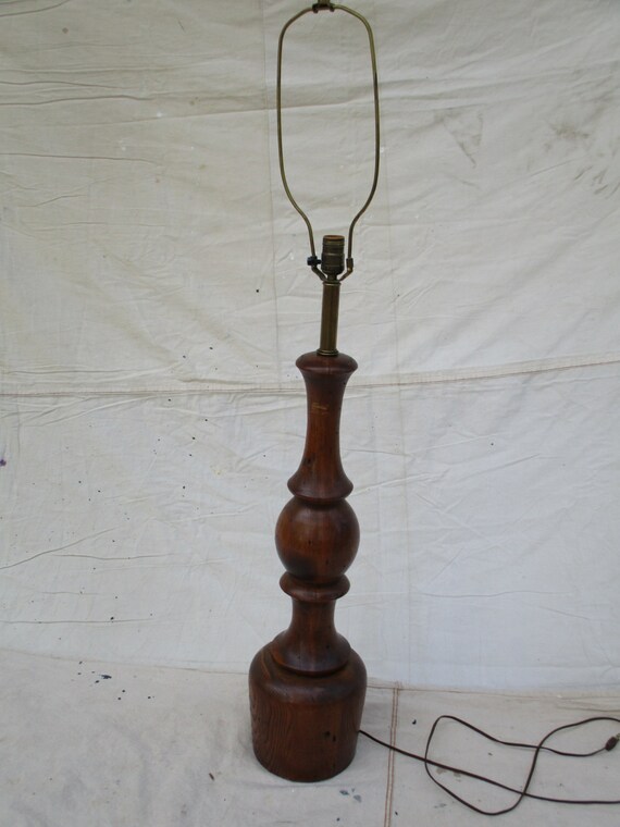 Free Tall Wood Spindle Floor Lamp Large Carved Jumbo Nuter Sculpture Light