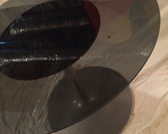 SALE Saarinen Knoll style tulip table Burke? mid century modern smoked glass round dining dinner table