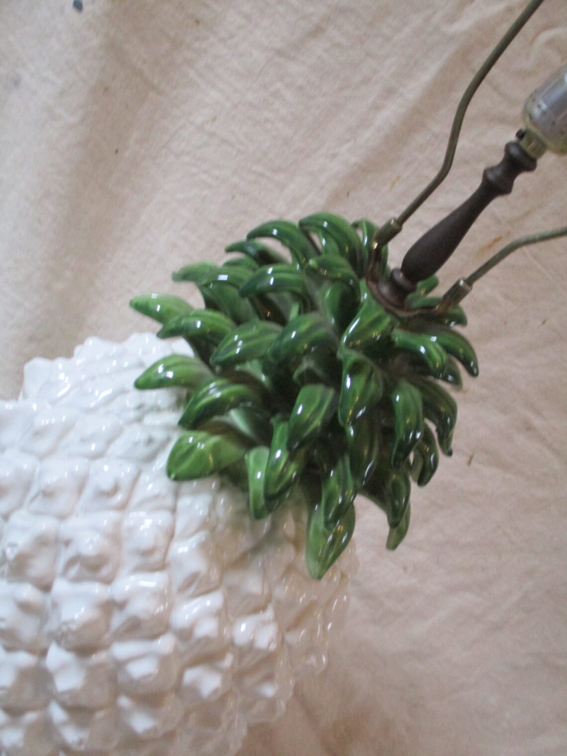 Pineapple lamp Hawaiian Chinoiserie ceramic table lamp Mid Etsy