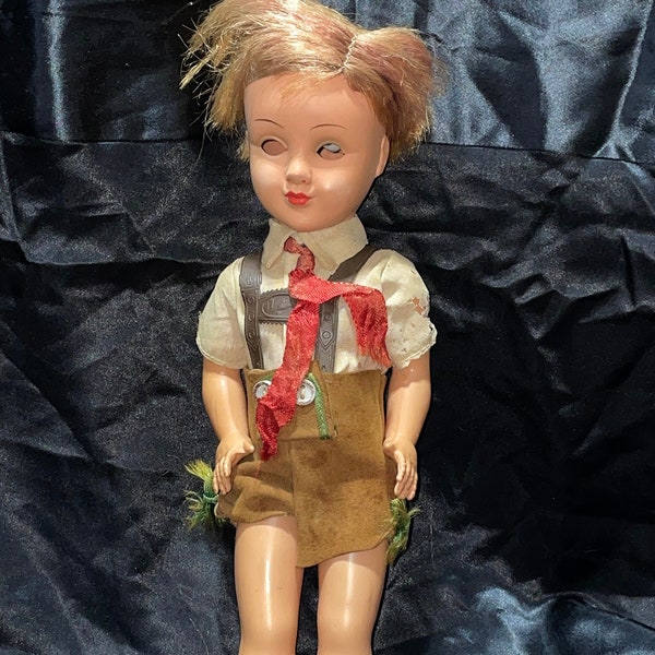 VTG Gura Bavarian Boy German Doll Celluloid 11” Traditional Clothing