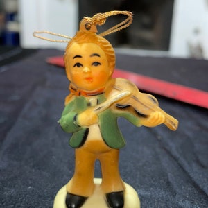 Vintage Christmas Ornament- Man playing violin- orchestra