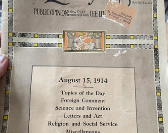Literary Digest August 15, 1914 Edition with lots of historical ads and articles