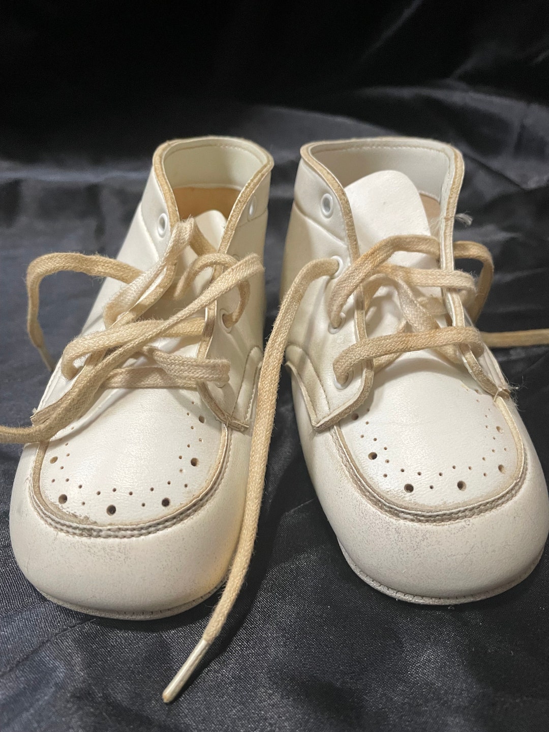 Vintage Toddler Baby Shoes - White Leather With Soft Bottoms and off ...