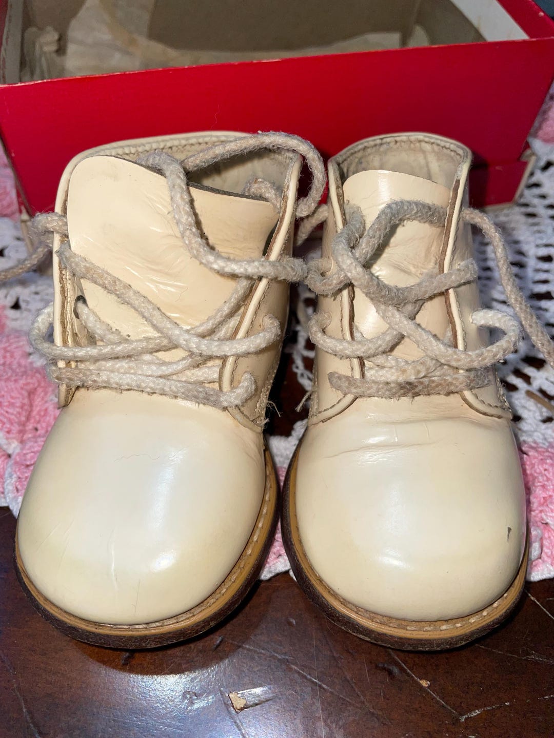 Antique Leather Hard Bottom Baby Shoes in Original Box - Step Master ...