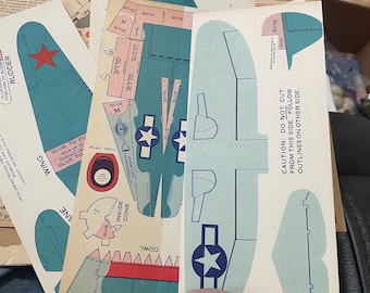 Antique Russian paper plane instructions (YAK I-26, IL-2 Stormivik)