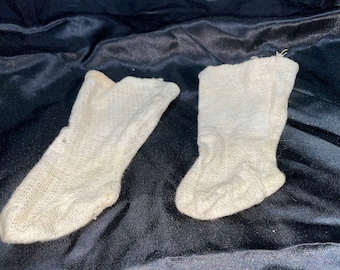 Vintage White Doll Socks - will fit doll with chunky legs