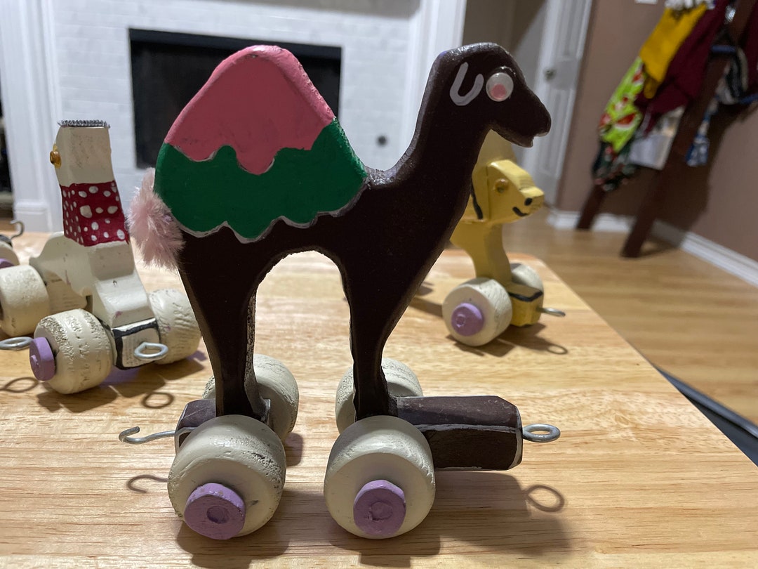Handmade Wooden Pull Toy Circus Animals Set of 5 Camel Etsy
