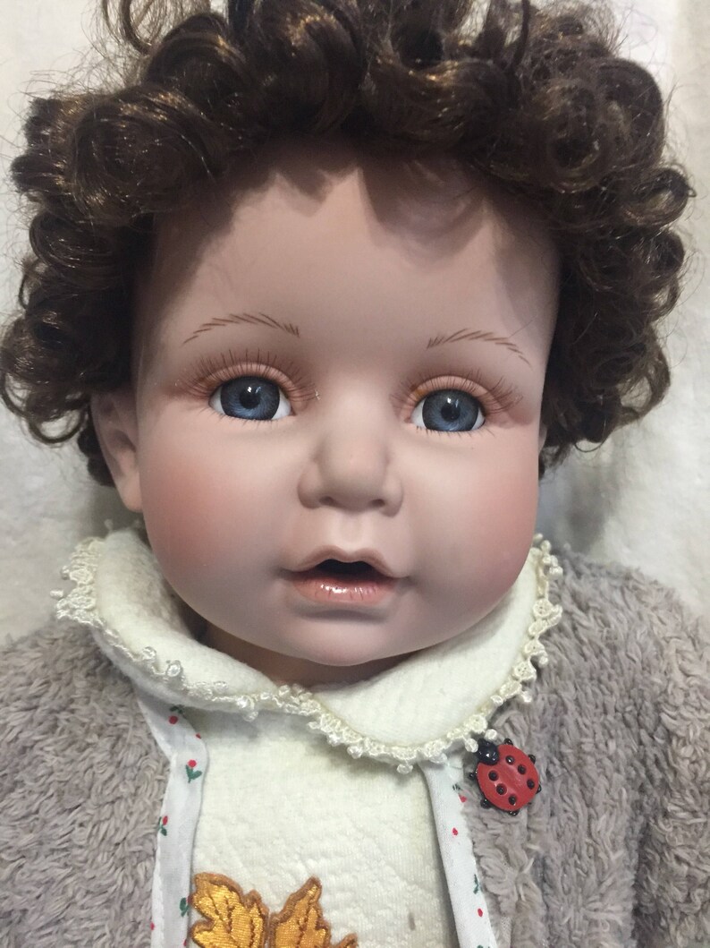 FREE SHIPPING 20 Inch Porcelain Boy Doll With Curly Hair Etsy