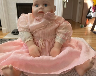 RARE 21” vintage bisque doll with cloth body and antique dress
