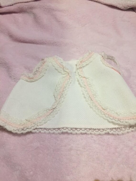 White Doll Vest with pink trim and white lace - f… - image 3