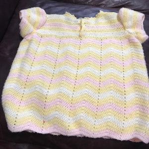 Handmade Knitted Dress - Yellow, Pink and White - Great for Patti Playpal Doll