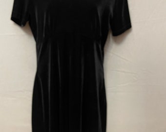 Vintage Women's Short Black Velvet Dress - Size Medium M - Made by Kathie Lee Collection