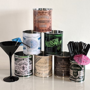 Vintage Replica Gin Whisky Prohibition Absinthe Beer Gift Tin Cans set kit Drinking Party Cocktail Bar Drink Barware straws drinking Alcohol