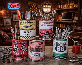 Large 5 reproduction  vintage classic oil cans tins display props gas station man cave rustic normal motor car motorcycle motor bike gift