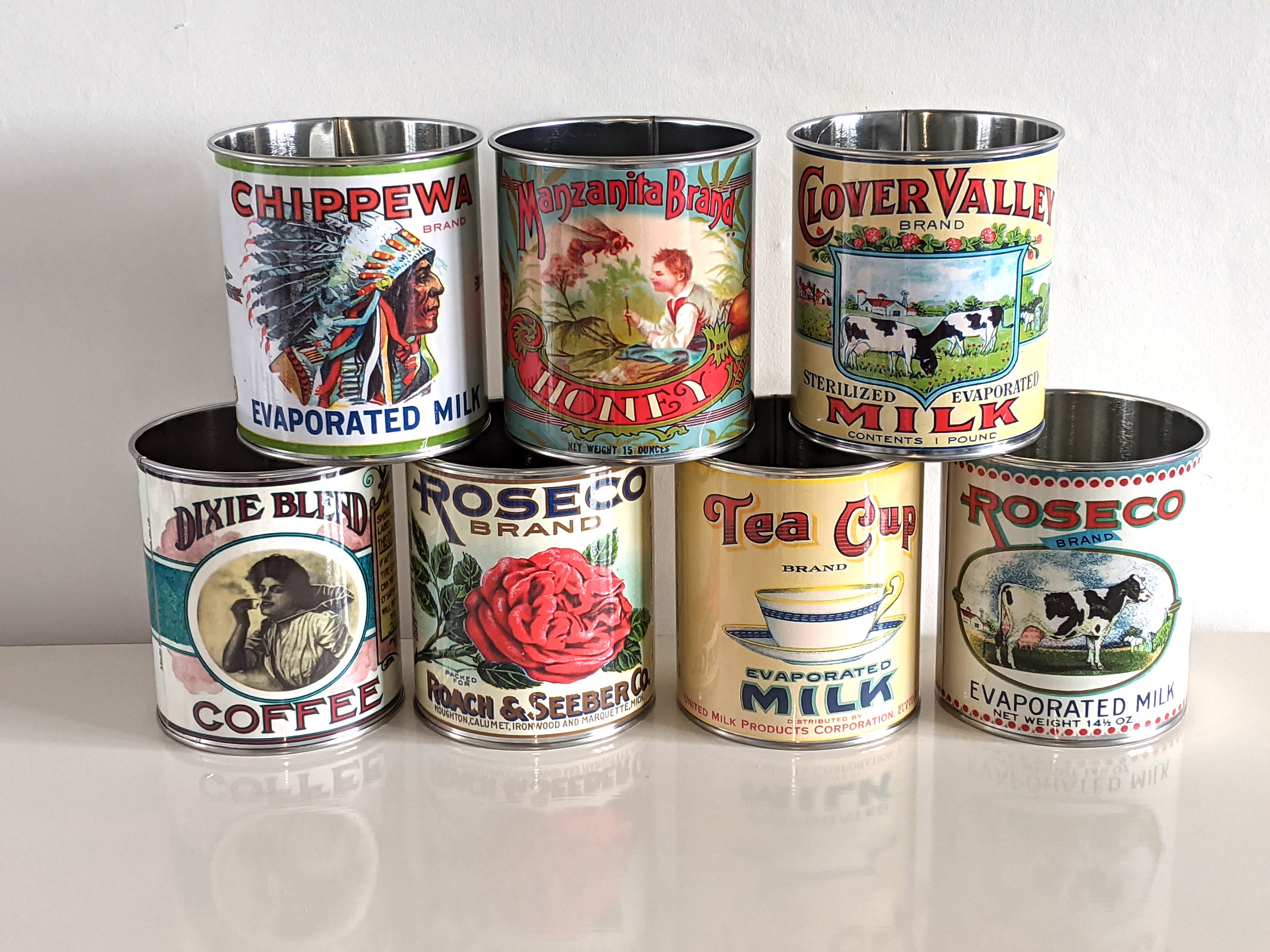 Vintage Food Tin Cans Rustic Tins Retro Tin Can Replica Display