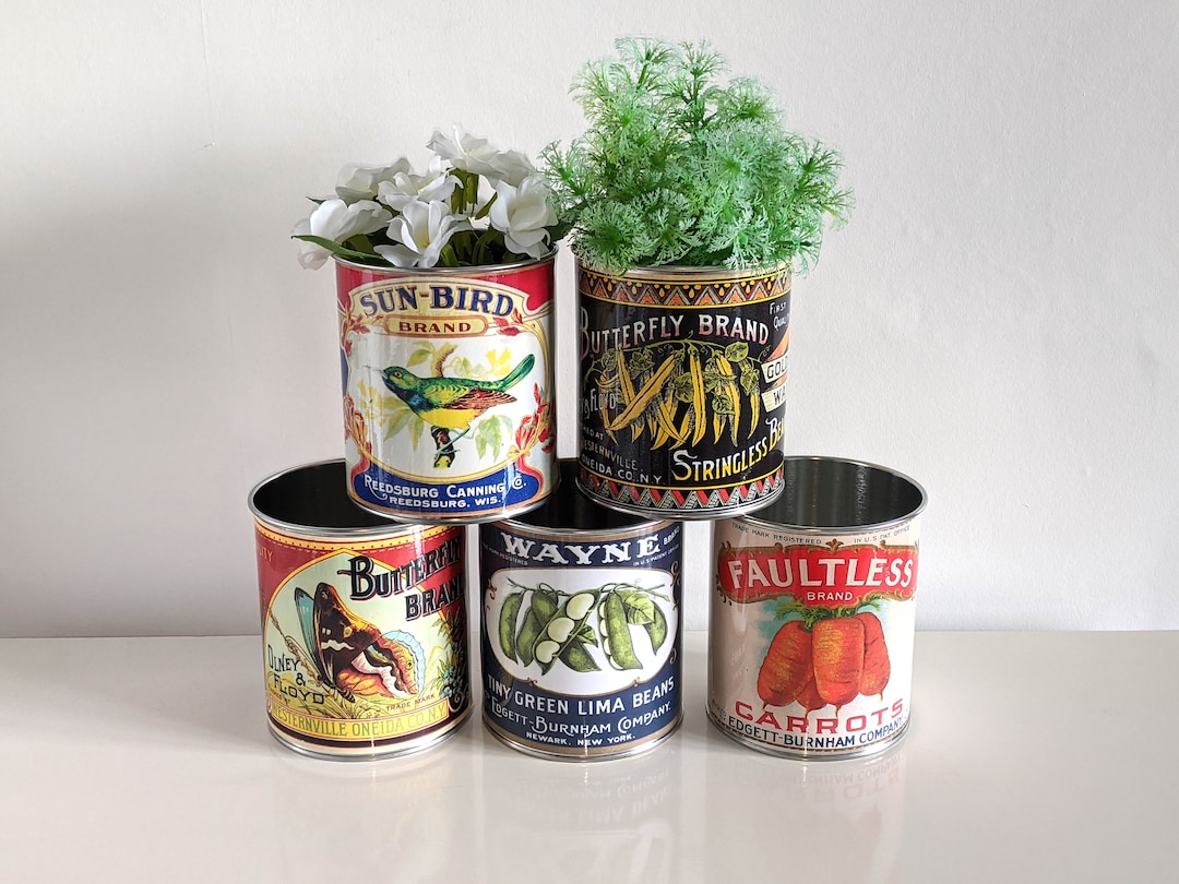 Vintage Retro Food Tin Cans Large Size. Storage for Home
