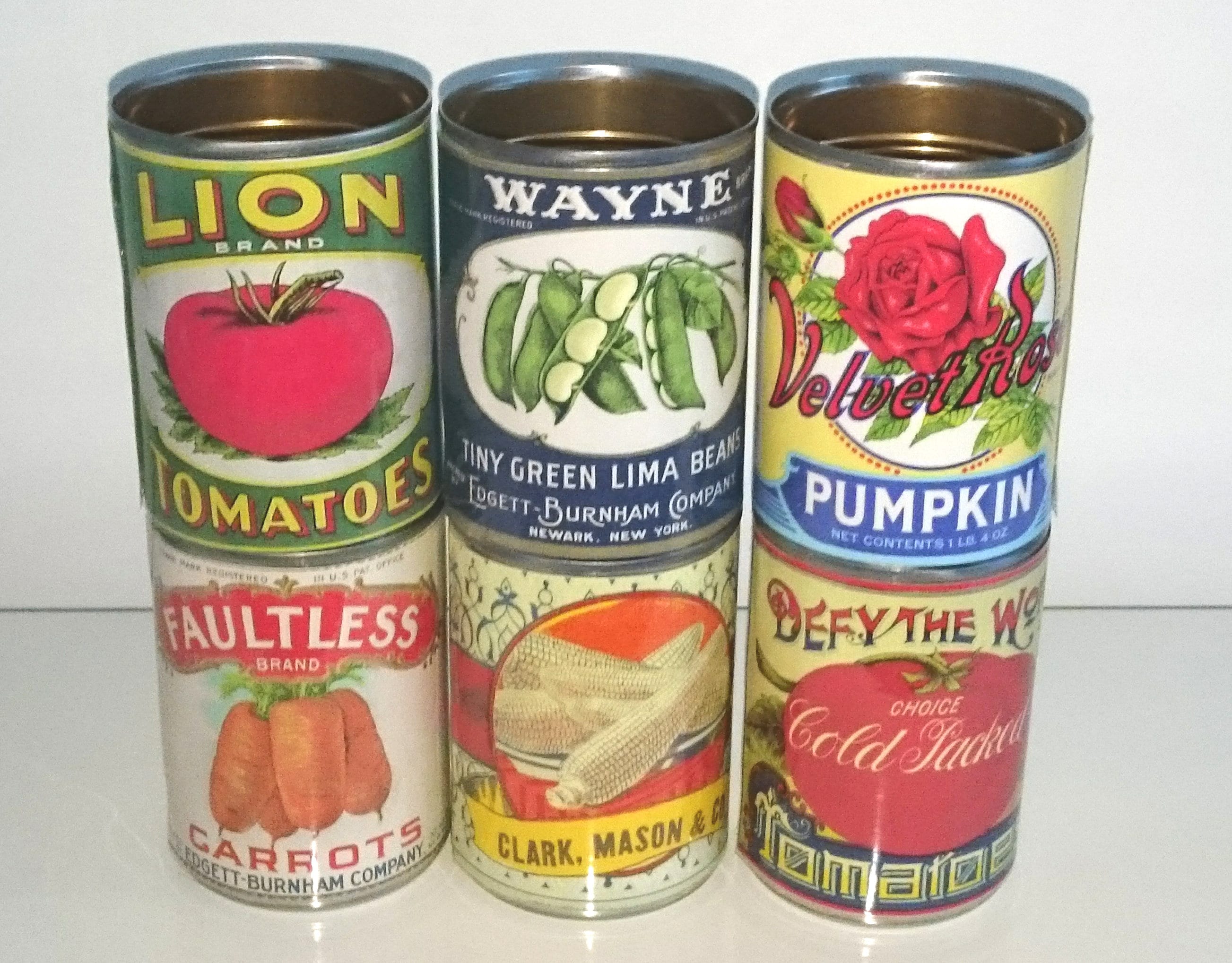 Reduced 6 Vintage Food Tin Cans Label Storage for Home Etsy UK