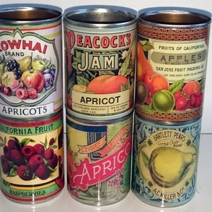 Vintage replica  tin cans label storage for home, cutlery holder, cafes, shop & restaurant  display. Props with or without reuseable lids
