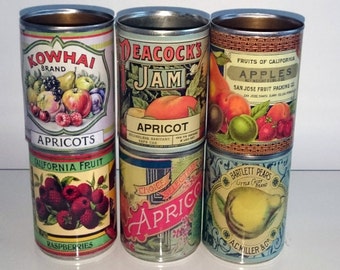 Vintage replica  tin cans label storage for home, cutlery holder, cafes, shop & restaurant  display. Props with or without reuseable lids