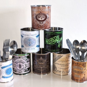 Vintage Replik Besteckhalter Gin Whisky Verbot Absinth Bier Blechdose Tisch Tidy Caddy Caddy Restaurant Pub
