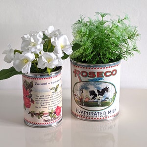 wedding vintage replica food tin cans storage props table center pieces decoration holders for flowers, cutlery, napkins holder plant pots image 5