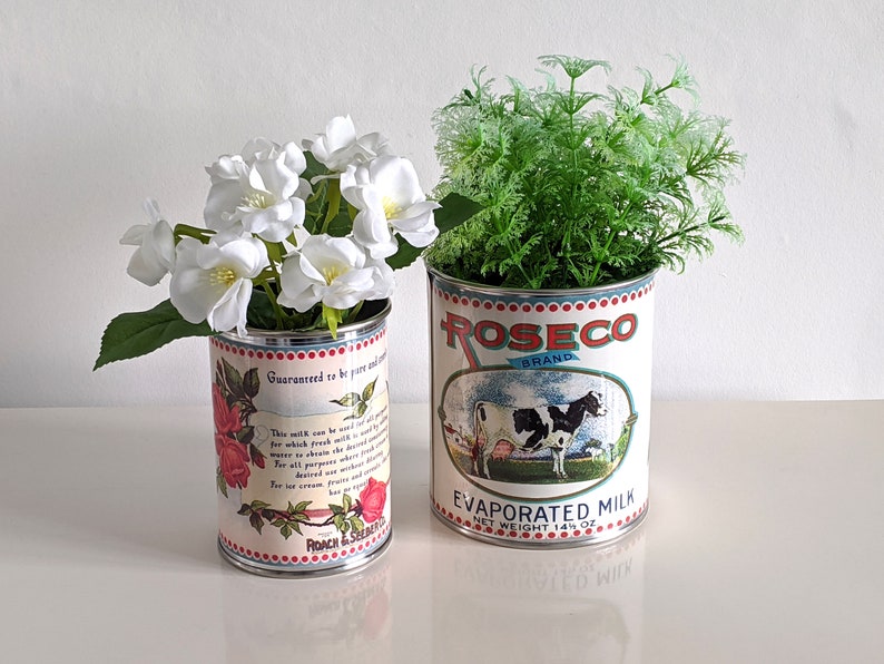 wedding vintage replica food tin cans storage props table center pieces decoration holders for flowers, cutlery, napkins holder plant pots image 5