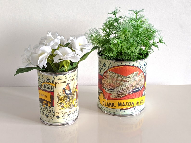 Vintage replica tin cans storage for home cutlery holder Etsy