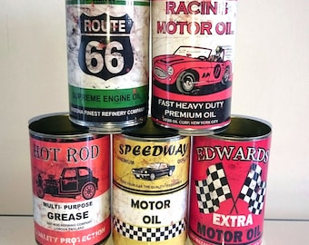 Job Lot 5 Reproduction Vintage Classic Oil Cans Tins Display Props