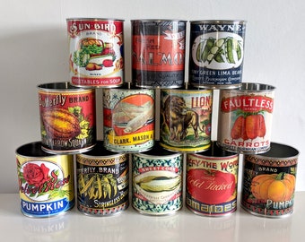 Vintage cutlery holder tidy retro food tin cans large size.