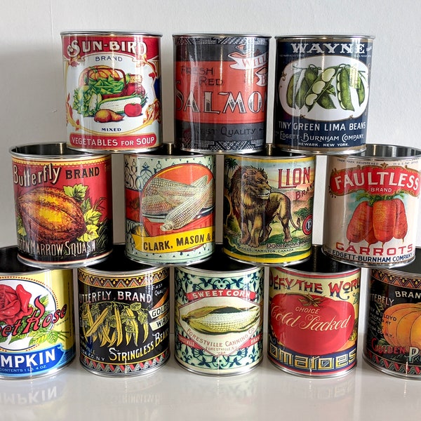 Vintage cutlery holder tidy retro food tin cans large size.