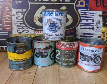 Large 5 reproduction  vintage classic oil cans tins display props gas station man cave rustic normal motor car motorcycle motor bike gift