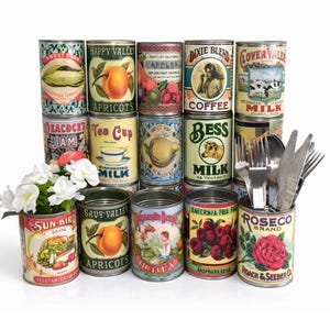 20 Vintage Replik Retro Konservendosen für Besteckhalter, Dekor oder Blumentöpfe